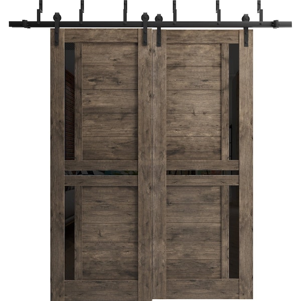 Sartodoors Sliding Closet Bi-fold Doors 60 x 96in, Sete 6933 Light Grey Oak W/ Frosted Glass, Sturdy Tracks SETE6933BF-OAK-6096 - main